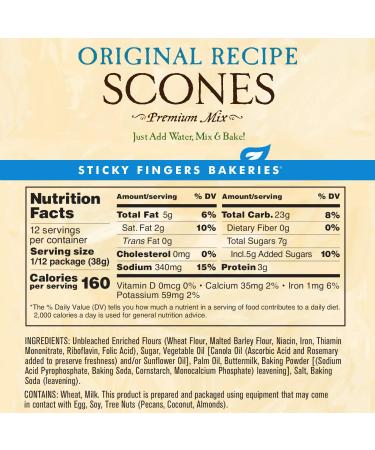 Sticky Fingers Bakeries English Scone Mix Original Flavor - Easy to Make, Fresh Baked Scones - 6 Pack, 1 Pound Each - Buy Online on GoSupps.com