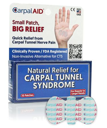 Carpal AID - Revolutionary Patch Clinically Proven to Quickly Relieve Carpal Tunnel Syndrome Pain- Award Winning Patented Technology (10) Large 10PC