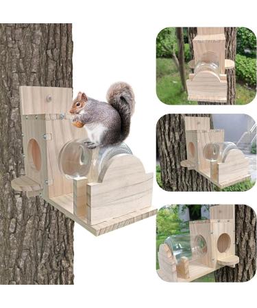 Squirrel Feeder Wooden Squirrel House Transparent Squirrel Feeders for Outside Garden Yard Corn Peanut Squirrel Feeder Squirrel Gifts Squirrel House Squirrel Houses for Outside Nesting Squirrel Gifts - Buy Online on GoSupps.com