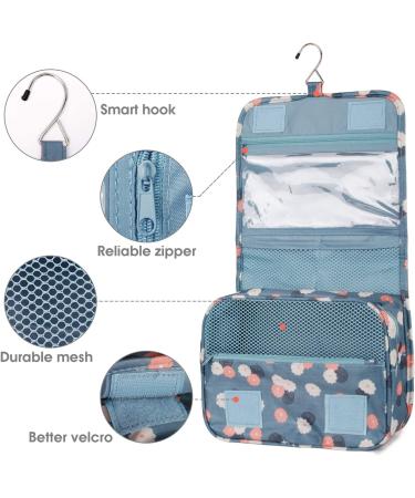 Hanging Travel Toiletry Bag Cosmetic Make up Organizer for Women and Girls Waterproof (Blue Flower) - Buy Online on GoSupps.com