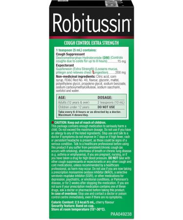 Robitussin Cough Control Extra Strength Cherry Flavor 100ml - Buy Online on GoSupps.com