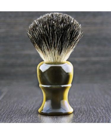 Pure Black Badger Hair Shaving Brush - Men's Imitation Horn Handle | Premium Shaving Experience - Buy Online on GoSupps.com