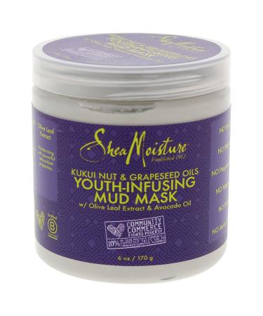 Shea Moisture Kukui Nut & Grapeseed Youth-Infusing Mud Mask 6oz - Unisex - Buy Online on GoSupps.com