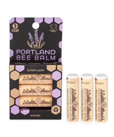 Portland Bee Balm All Natural Handmade Beeswax Based Lip Balm  Lavender 3 Count 3 Count (Pack of 1)
