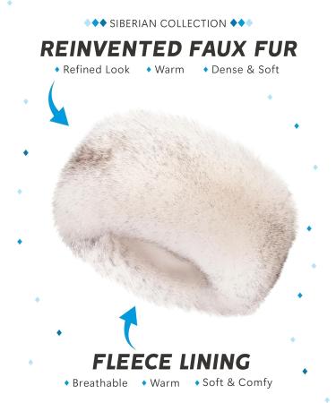 Futrzane Siberian Headband - Womens Faux Fur Headbands - Fluffy Russian Earband - Size XL (White with Black Siberian) - Buy Online on GoSupps.com