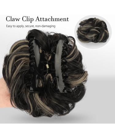 FESHFEN Claw Clip Messy Bun Hair Piece - Curly Wavy Updo Synthetic Chignon Scrunchies for Women | 1PCS in Black, Brown, Blonde - Buy Online on GoSupps.com