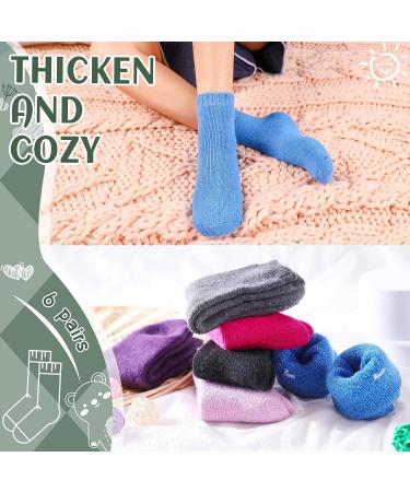 Winter Warm Kids Wool Crew Socks - 6 Pairs Solid Color for Boys and Girls 4-7 Years - Buy Online on GoSupps.com