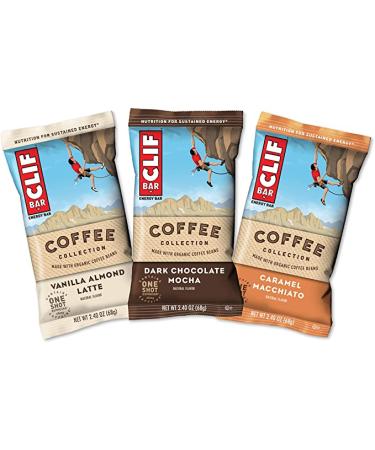 CLIF BARS with 1 Shot of Espresso - Energy Bars - Coffee Collection Variety Pack - 65 mgs of Caffeine Per Bar - Made with Organic Oats - Plant Based Food- Kosher (2.4 Ounce Breakfast Bars 15 Count)