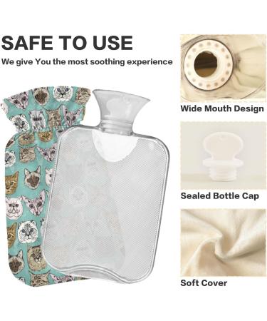 Hot Water Bottle 2L with Cat Pattern Cover | Pain Relief & Winter Warmth for Hands & Feet - Buy Online on GoSupps.com