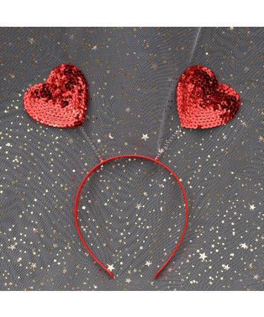 Red Sequin Love Heart Headband Party Hair Accessory for Holiday Festivals - Oarkive - Buy Online on GoSupps.com