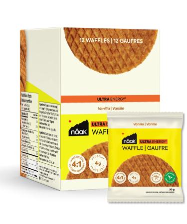 N ak Energy Waffles Pack of 12 | Vegan GMO Free Palm Oil Free Sports Nutrition Stroopwafel (Vanilla)