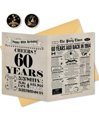 60th Birthday Card 60th Birthday Gifts for Women Men 60th Birthday Decorations for Him Her Big Birthday Cards for 60 Year Old Son Daughter Back in 1964 Birthday Card for Husband Wife Mom Dad 60th-1964 8"x10"