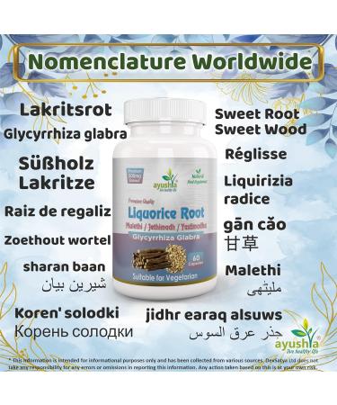 Ayushya Liquorice Root Capsules - 60 Natural Capsules with Yastimadhu, Mulethi, Jethimadh - Buy Online on GoSupps.com