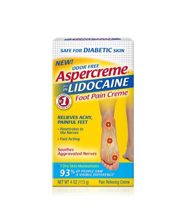Aspercreme 4% Lidocaine Foot Pain Creme  4 Ounce (Pack of 1)