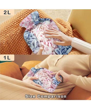 Naanle Hot Water Bottle with Lid - 1L Spring Hydrangeas for Menstrual Cramps Relief & Heat Therapy - Ideal for Hand & Foot Comfort - Buy Online on GoSupps.com