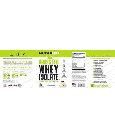 NutraBio Grass Fed Whey Isolate Protein Powder - 25G Protein Sugar Free Cookies & Cream - 2lbs | Lean Muscle Supplement - Buy Online on GoSupps.com