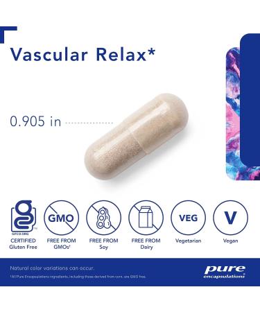 Pure Encapsulations Vascular Relax | Hypoallergenic Formula for Circulatory Health | 120 Capsules | International Shipping Available - Buy Online on GoSupps.com