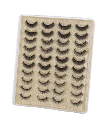 20 Pairs False Eyelashes 3D Wispy Lashes Natural Look Fluffy Volume Long Thick Lashes (Light Gold/5 Styles)