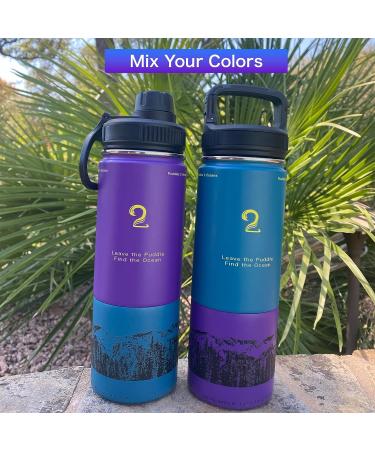 Puddles 2 Oceans Stainless Steel Water Bottle with Snack Compartment - Purple | Insulated Coldest Water Bottle for Kids - Buy Online on GoSupps.com