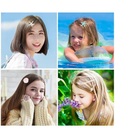 12-Piece Shell Pearl Starfish Hair Clip Set - Resin Alligator Hair Clips for Girls & Women - Buy Online on GoSupps.com