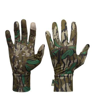 Mossy Oak Mens Lightweight Camo Hunting Gloves Greenleaf Medium/Large