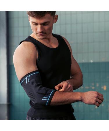 Agile Now Elbow Bandage | Upgraded Non-Slip Tennis Arm Support with Gel Pads | Protects Joints for All Sports (M Blue) - Buy Online on GoSupps.com