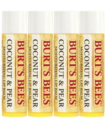 Burt's Bees 100% Natural Coconut & Pear Lip Balm - 4 Tubes | Moisturizing Beeswax Formula - Buy Online on GoSupps.com