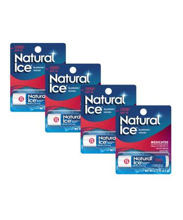 Mentholatum Natural Ice Cherry SPF 15 Medicated Lip Balm 0.15 Ounce (Pack of 4)