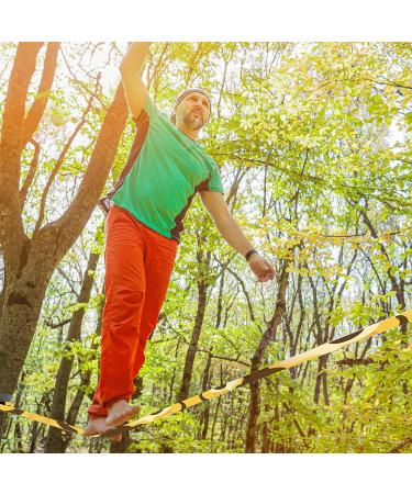 65ft Slackline Kit with Tree Protectors, Arm Trainer, and Carry Bag Fun Slacklining Set for Kids and Adults - Buy Online on GoSupps.com