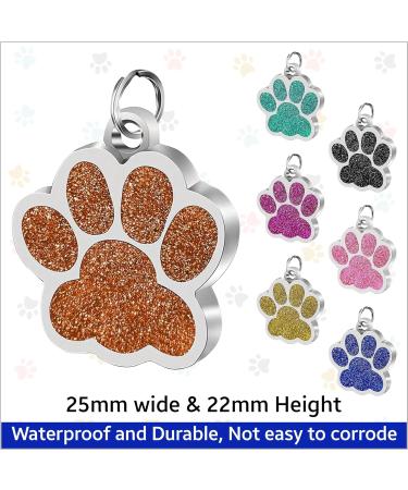 Trimming Shop Dog Tags for Pets Personalised Engraved Dog Cat Pet Tag ID Collar Tags 25mm with Glitter Paw Print Custom Stainless Steel Dog Name Tag for Puppy Pet Dogs Kitten Kitty Royal Blue - Buy Online on GoSupps.com