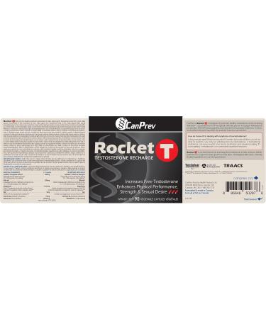 Canprev - Rocket T Testosterone Recharge 90 v-caps - Helps Promote Healthy Testosterone Production in Males - Athletic Support Workout and Exercise Supplement - Support Libido in Men - Buy Online on GoSupps.com