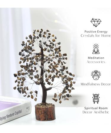 Tiger Eye Chakra Tree - Crystal Stones for Spiritual Feng Shui Decor - Good Luck Prosperity Ornament - Buy Online on GoSupps.com