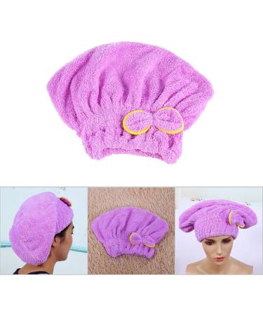 Ymiko Microfiber Hair Drying Towel | Ultra Absorbent Fast Dry Wrap | Coral Fleece Hair Hat with Bowknot Design - Purple - Buy Online on GoSupps.com