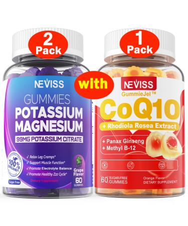 2Pack Potassium Magnesium Gummies + 1Pack CoQ10 Filled Gummies