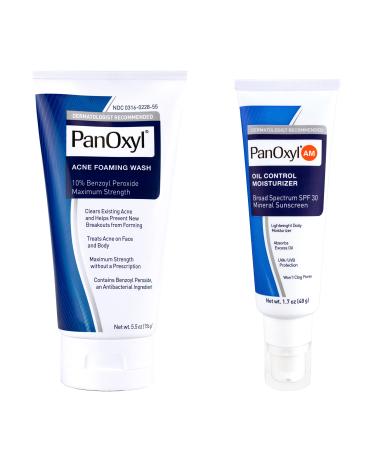 PanOxyl Foaming 10% Foaming Benzoyl Peroxide Acne Wash and Oil Control Moisturizer Bundle - Buy Online on GoSupps.com