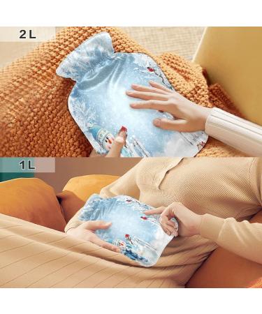 Funny Christmas Snowman Hot Water Bottle - 2L Fleece Cover for Warm & Cold Compress - Winter Forest Gift - Buy Online on GoSupps.com