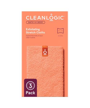 Cleanlogic Body Exfoliating Cloth  Stretchy Exfoliator Bath and Shower Washcloths for Smooth and Softer Skin  Reusable Daily Skincare Tool  Assorted Colors  3 Count Value Pack 3 Count (Pack of 1) Bath And Body - Stretch ...