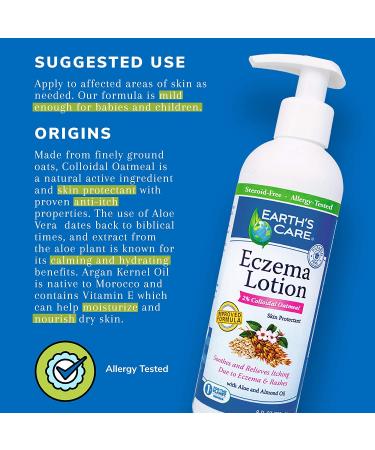 Earthâ€™s Care Eczema Lotion - 2% Colloidal Oatmeal - 8 fl oz | Soothing Relief for Eczema - Buy Online on GoSupps.com
