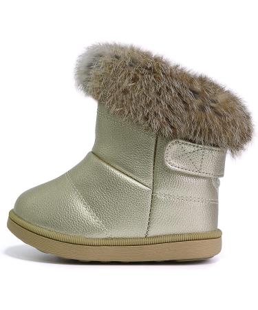 MINBEI Baby Girls Soft Leather Winter Snow Boots Waterproof - Pink/White/Rose Gold/Brown - Size 9.5 UK Child - Buy Online on GoSupps.com