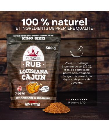 Poppamies Louisiana Cajun BBQ Rub - Assaisonnement BBQ 100% Naturel - Marinade S che & pices - Id al pour le gril - Grand format (500g) - Buy Online on GoSupps.com