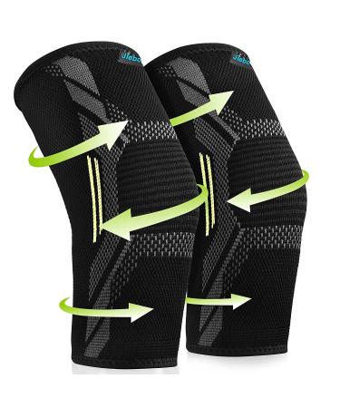 2 Pack Knee Braces Sleeves for Knee Pain Knee Support Women Men - JLebow Compression Knee Brace for Working Out, Running, Gym, Fitness, Weightlifting  High Stretch Knee Pads for Meniscus Tear, ACL, Arthritis, Joint Pain B