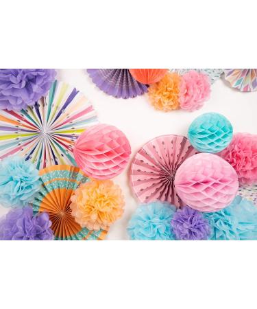 PapaKit Deluxe Origami Large Wall Decoration Set - 26 Assorted Paper Fans & Pom-poms for Parties and Events | Festive Colors Mixed Patterns - 26 Piece Set - Buy Online on GoSupps.com