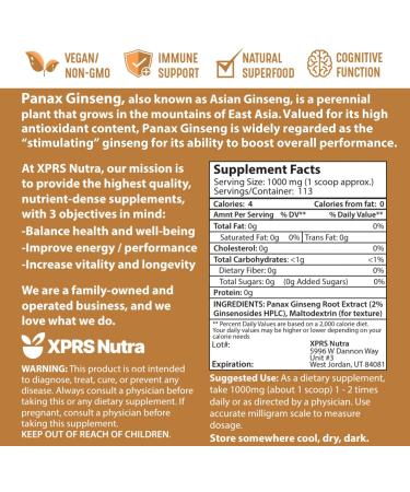 XPRS Nutra Ginseng Root Extract Powder - Supports Cognitive Function, Physical Performance and Immune System - Vegan Friendly Panax Ginseng Powder (4 oz) - Buy Online on GoSupps.com