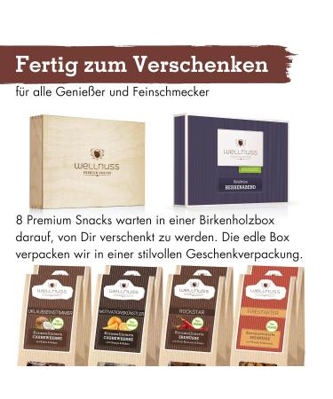 Men's Evening Gift Set | Vegan Caramelized Nuts & 8 Premium Snacks | Perfect Gift for Dad Brother Friend | Wellnut Birch Wood Box - Buy Online on GoSupps.com