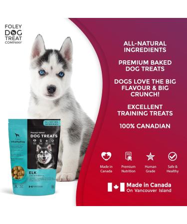 Vitality Dog Elk with Wild Berries - Premium Baked Dog Treats - Training Treats for Dogs Pet Treats Dog Snacks - Made in Canada Grain Free Human Grade 400g / 14.1oz Elk with Wild Berries 400 g (Pack of 1) - Buy Online on GoSupps.com