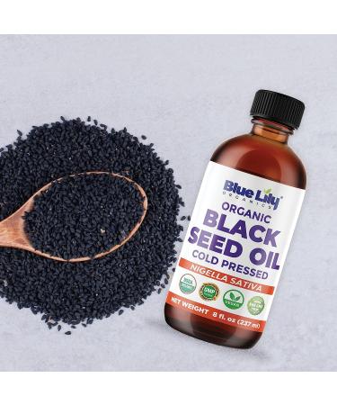 Blue Lily Organics Organic Black Seed Oil 8 oz - USDA Certified, Cold Pressed from Nigella Sativa - Omega 3 6 9 Super Antioxidant for Immune Support, Digestion, Hair & Skin - Vegan, Non-GMO - Buy Online on GoSupps.com