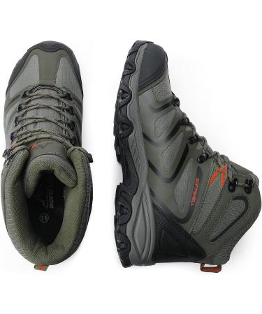 NORTIV 8 Men's Waterproof Hiking Boots - Army/Green/Black/Orange - Size 6.5 | Lightweight Outdoor Shoes for Trekking Trails - Buy Online on GoSupps.com