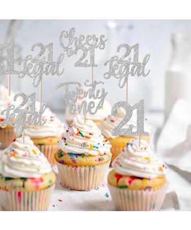 Rsstarxi 24 Pack 21st Birthday Cupcake Toppers Glitter Leg Al 21 Cupcake Toppers Twenty One Hello Cheers to 21 Cupcake Picks for Happy 21st Anniversary Birthday Party Cake Decorations Silver Silver 21st - Buy Online on GoSupps.com