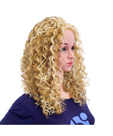 SWACC 20-Inch Big Bouffant Curly Wig for Women - Synthetic Heat Resistant Hair Piece with Cap | Strawberry Blonde/Bleach Blonde Highlights (27H613 - Buy Online on GoSupps.com