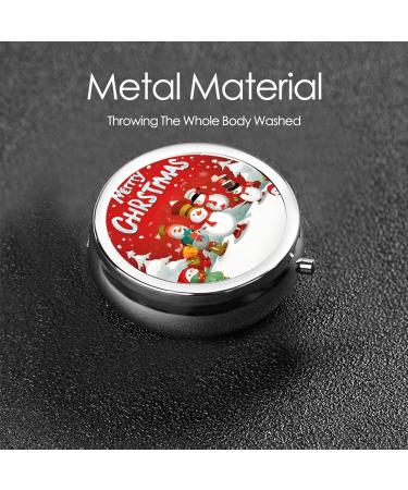 Merry Christmas Mini Round Pill Box | 3 Compartment Travel Organizer | Portable Medicine Case for Home & Office - Buy Online on GoSupps.com